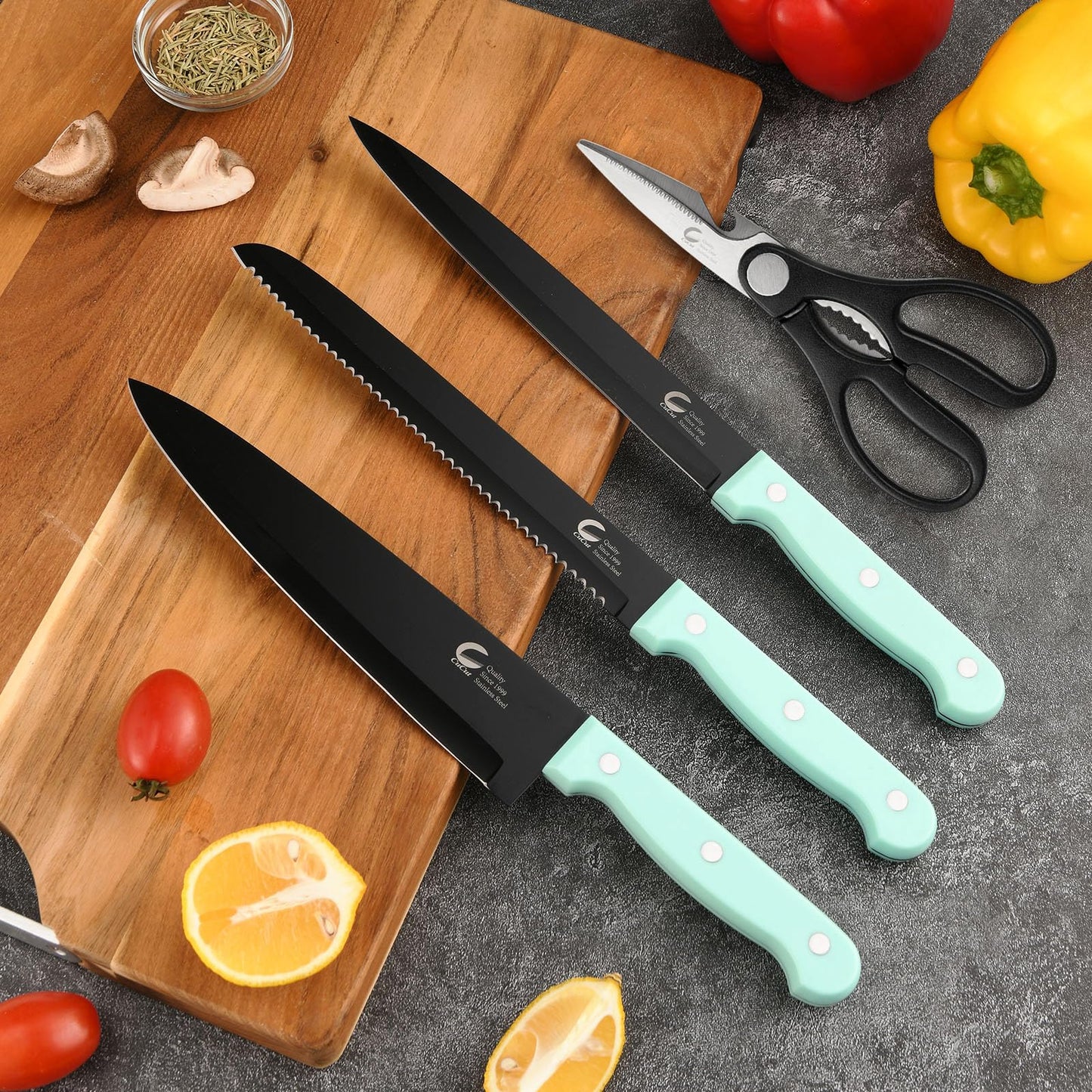 Knife Set 16 Pieces Dishwasher Safe Kitchen Knives German Stainless Steel Knife Block Set